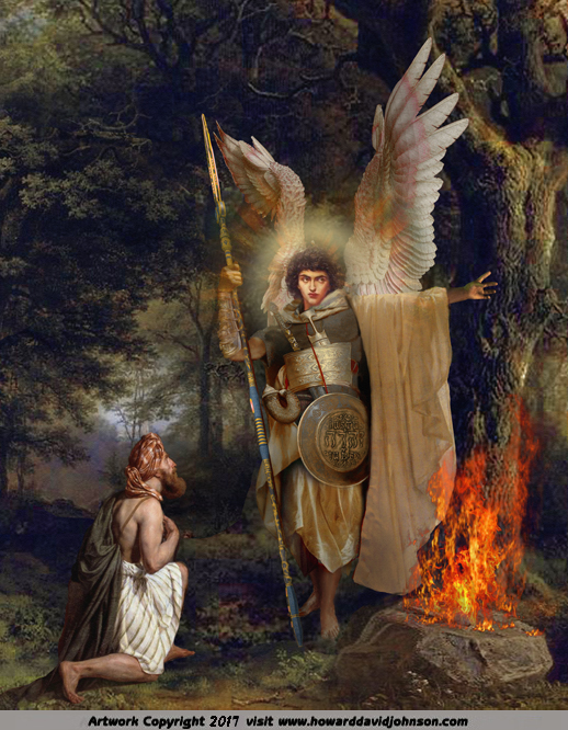 Painting of Warrior Angel with wings appearing to Gideon Angel Art Howard David Johnson print