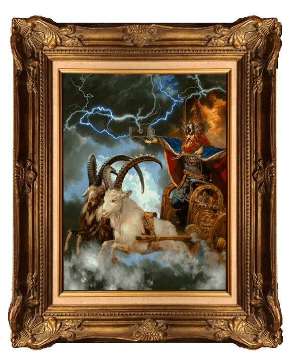 Thor Thunder god Norse mythology oil painting Viking Scandinavian World Myth Heathen chariot realistic art