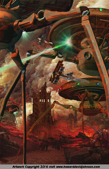 war of the worlds siance fiction art H G wells martions attack fantasy 