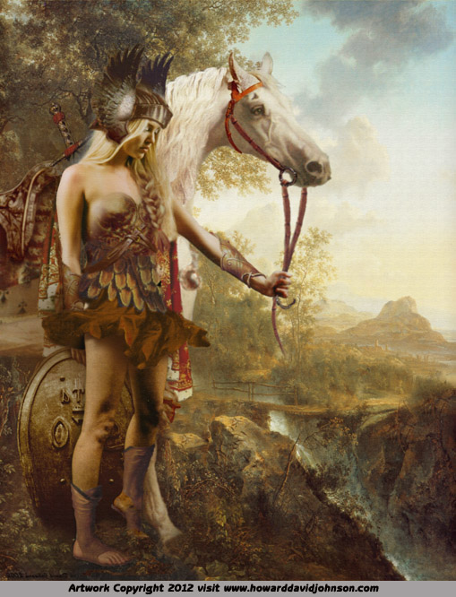 Viking Warrior goddess Valkyrie Brunhilde goddess art painting nordic